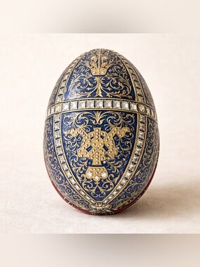 VTG Vincenzo Tin Litho Egg Faberge Design Imperial Cameo Gift Box